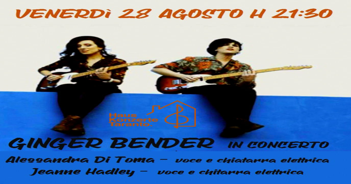 Venerdì 28 Agosto a Taranto Ginger Bender in Concerto